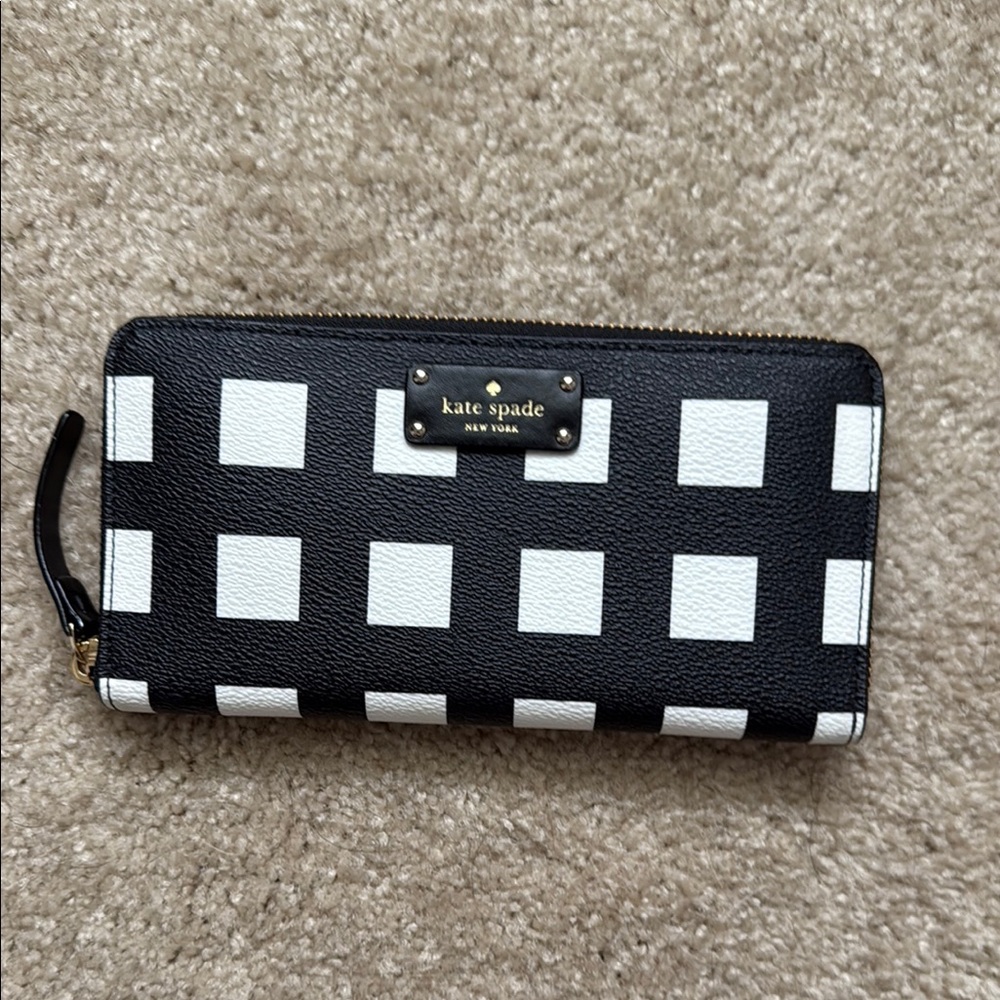 Kate Spade Black and White Square Pattern Wallet